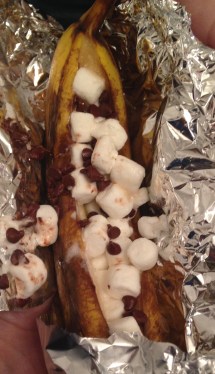 banana boat, foil pack, camping, Girl Scouts