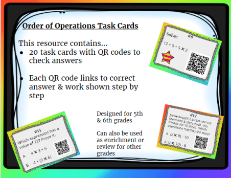 teachers pay teachers, QR codes 5th grade math