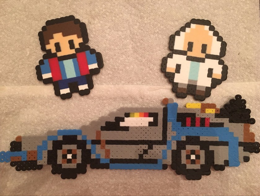 Back to the Future, Perler Beads, Marty, Doc, DeLorean