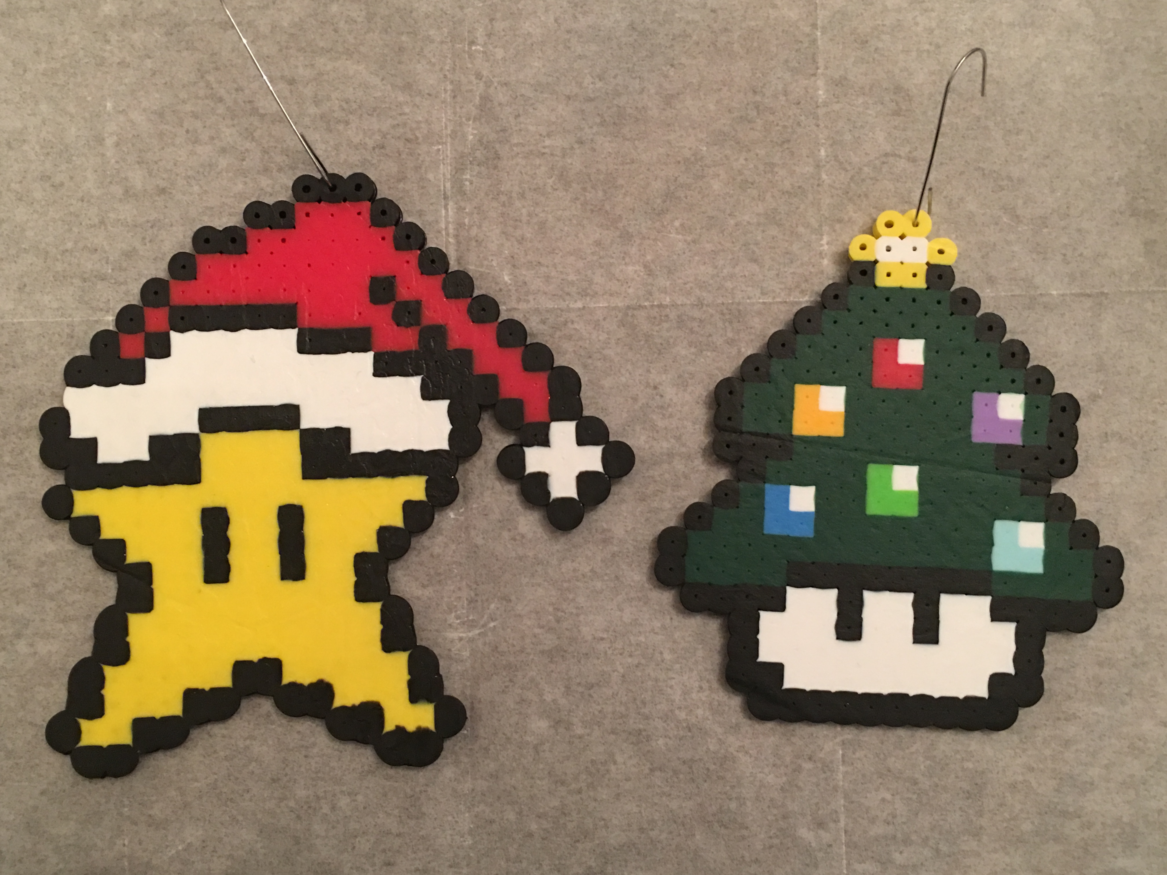 Super Mario Mushrooms Christmas Ornaments Perler/ Hama Beads